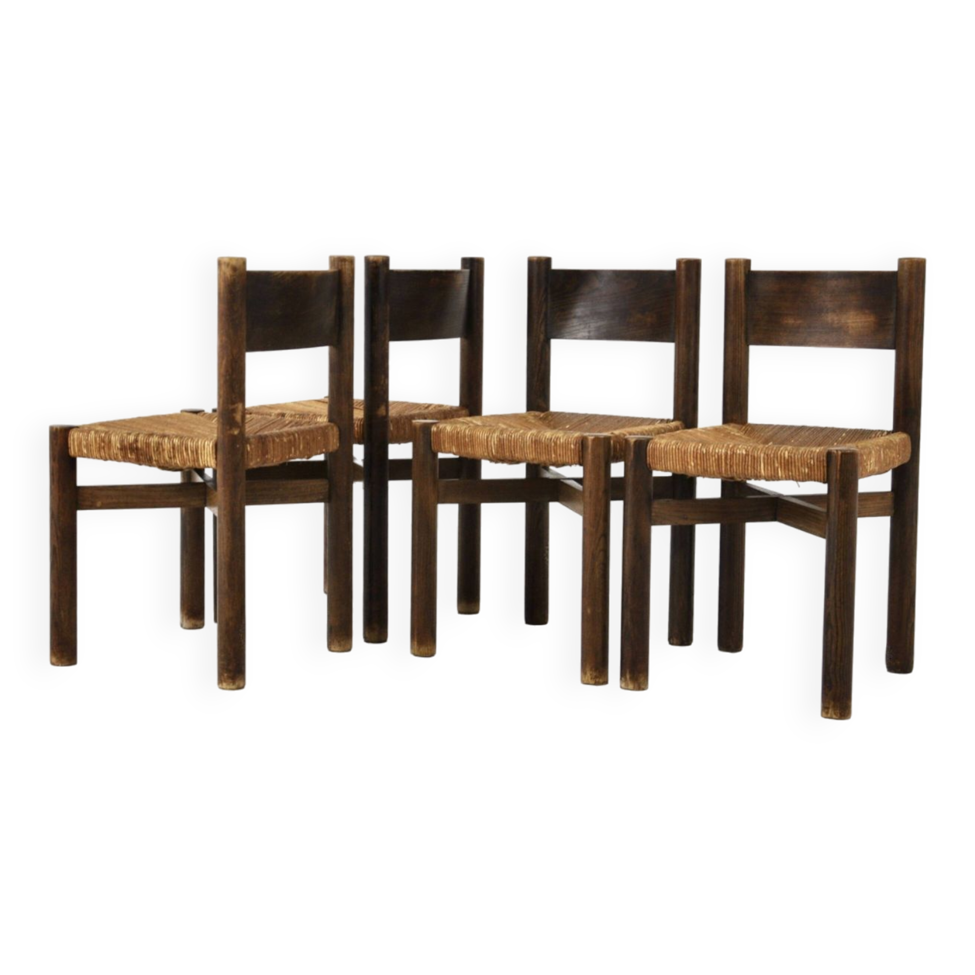 Set of 4 Meribel Chairs by Charlotte Perriand for Steph Simon, 1950s