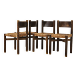 Set of 4 Meribel Chairs by Charlotte Perriand for Steph Simon, 1950s