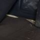 2.5-Seater Art Deco Sofa with Woodwork and Dark Blue Cowhide Leather