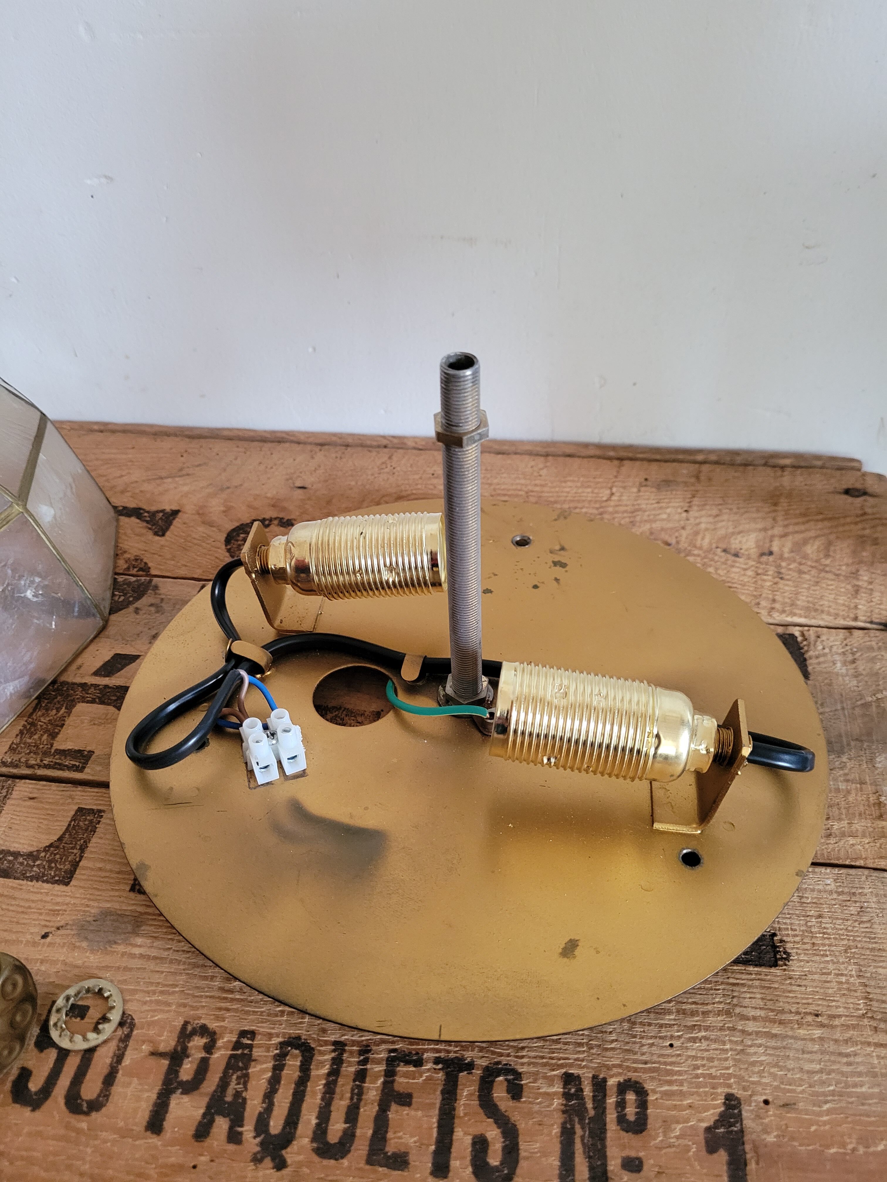 Mother-of-pearl and brass ceiling light