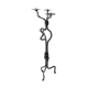 Large wrought iron candelabrum with an abstract design and three candle holders.