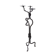 Large wrought iron candelabrum with an abstract design and three candle holders.