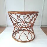 Table d'appoint en rotin, années 1970