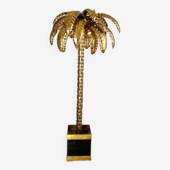 Floor lamp in the shape of a gilded metal palm tree