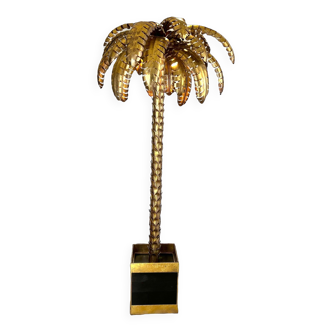 Floor lamp in the shape of a gilded metal palm tree