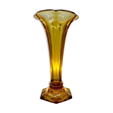 Val Saint Lambert Art deco vaas, serie Luxval model Américain M, amber