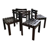 Set of vintage design slat chairs