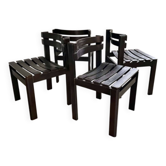 Ensemble de chaises à lattes au design vintage