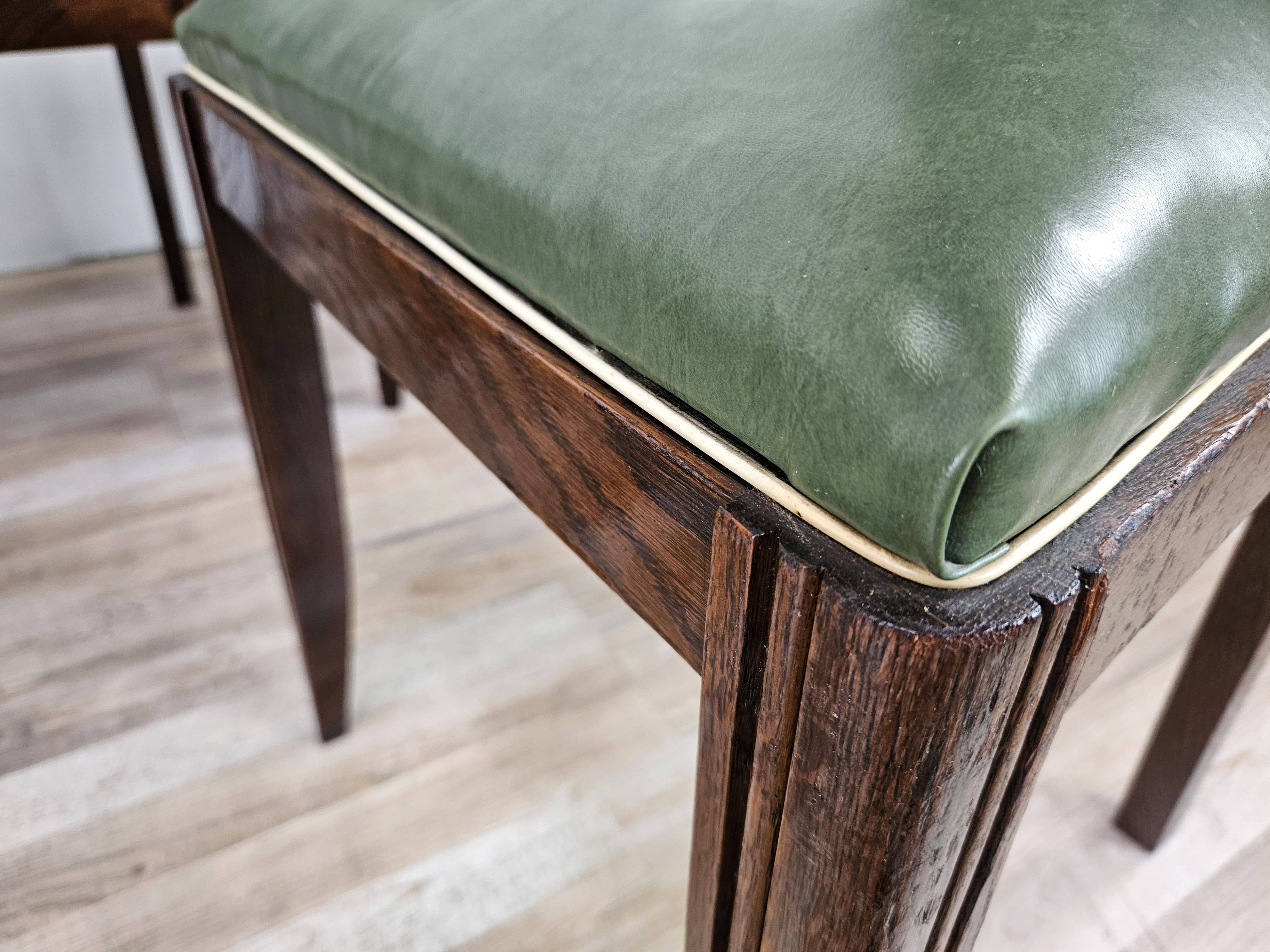 Set of 8 Art Decò oak dining chairs, 1950