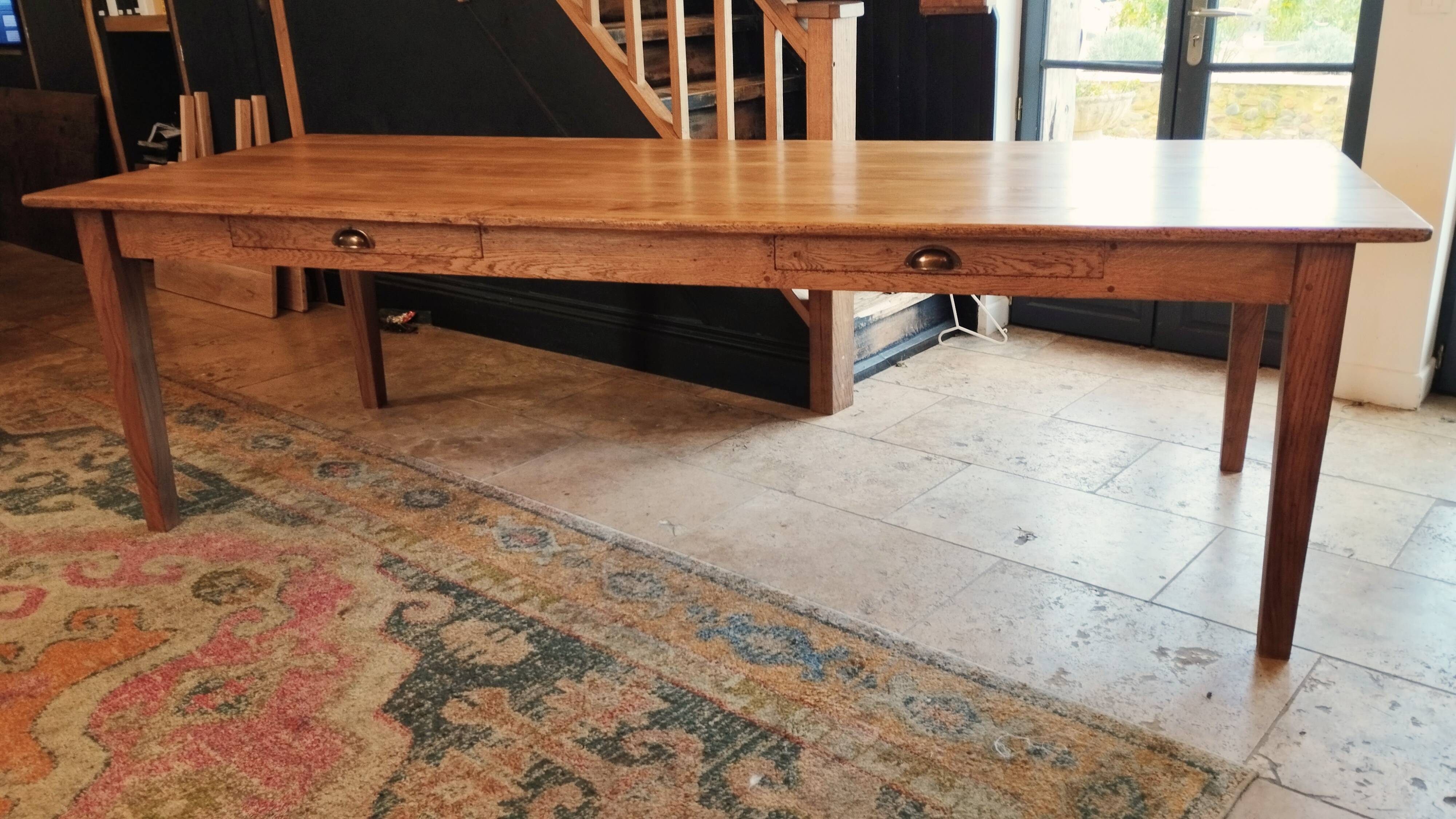 Solid oak farmhouse table 260x100