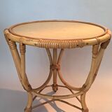Tripod table in bamboo and rattan from 1960.