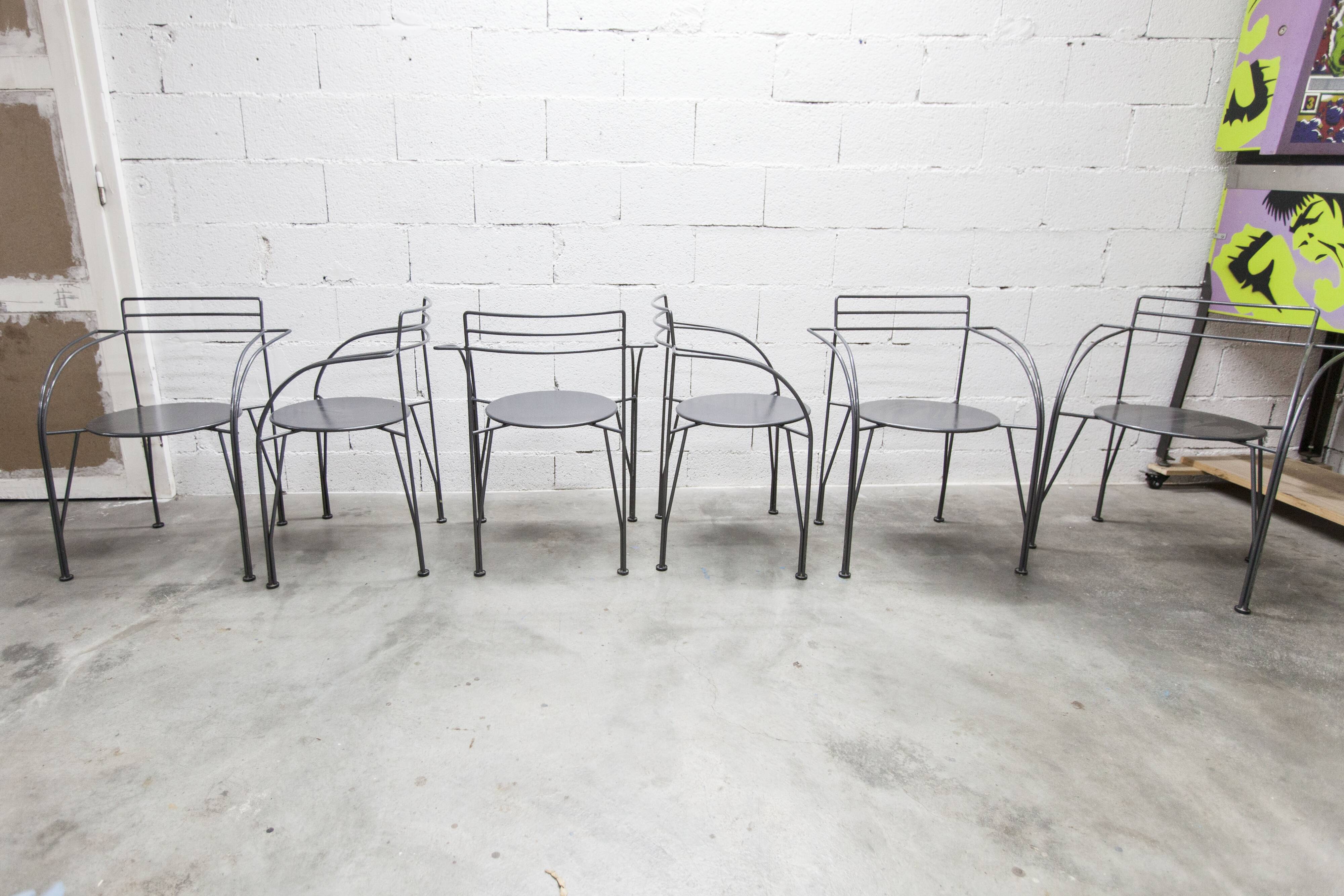 Set of 6 "Silver Moon" armchairs by Pascal Mourgue 1985