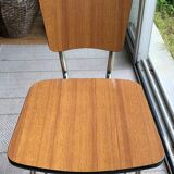 Duo of chairs in formica imitation brown wood and eiffel feet