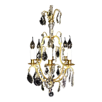 Chandelier cage crystal tassels st. Louis XV