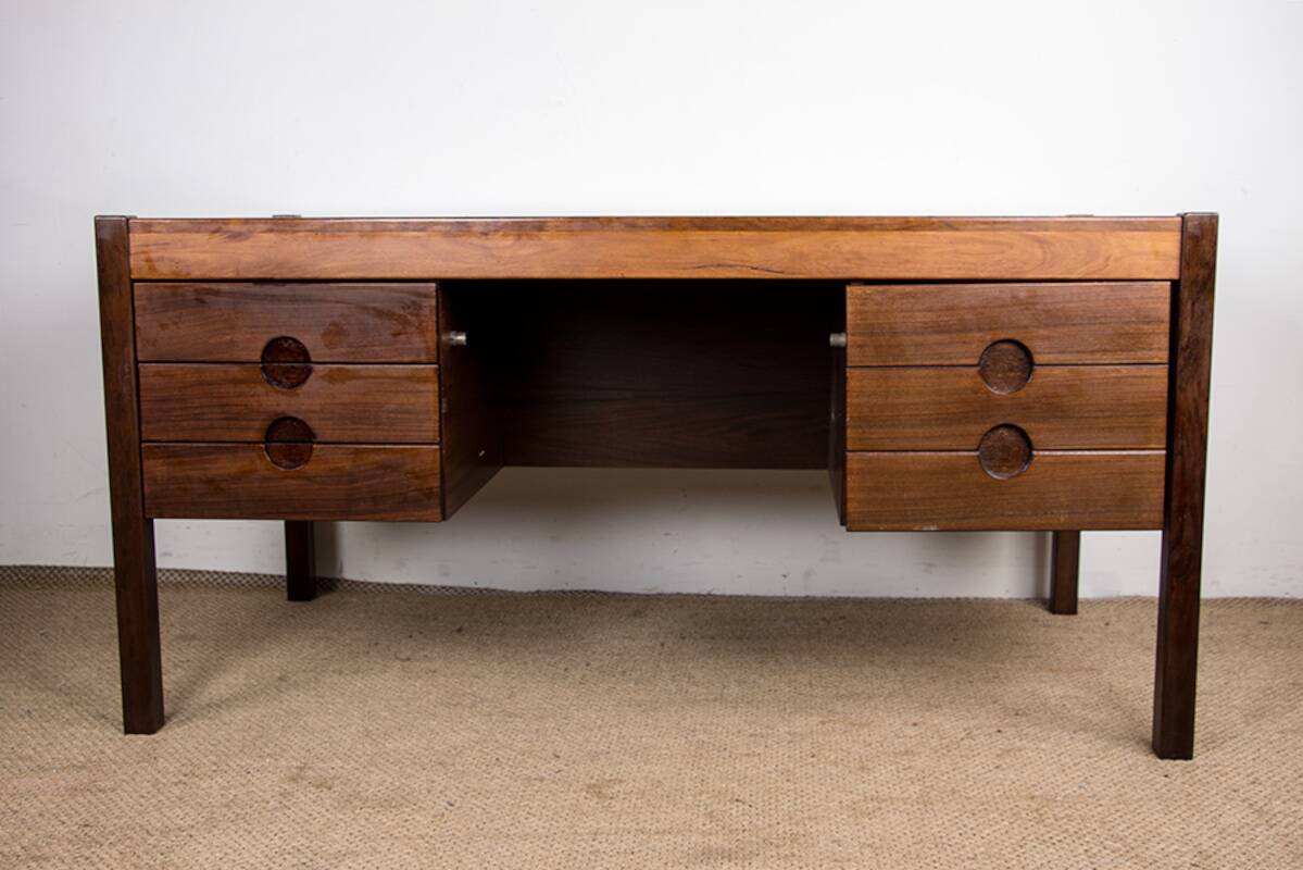 Large Danish Rosewood Executive Desk by Christian Linneberg 1960