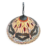 Vintage Tiffany Dragonfly Design Glass Pendant Lamp