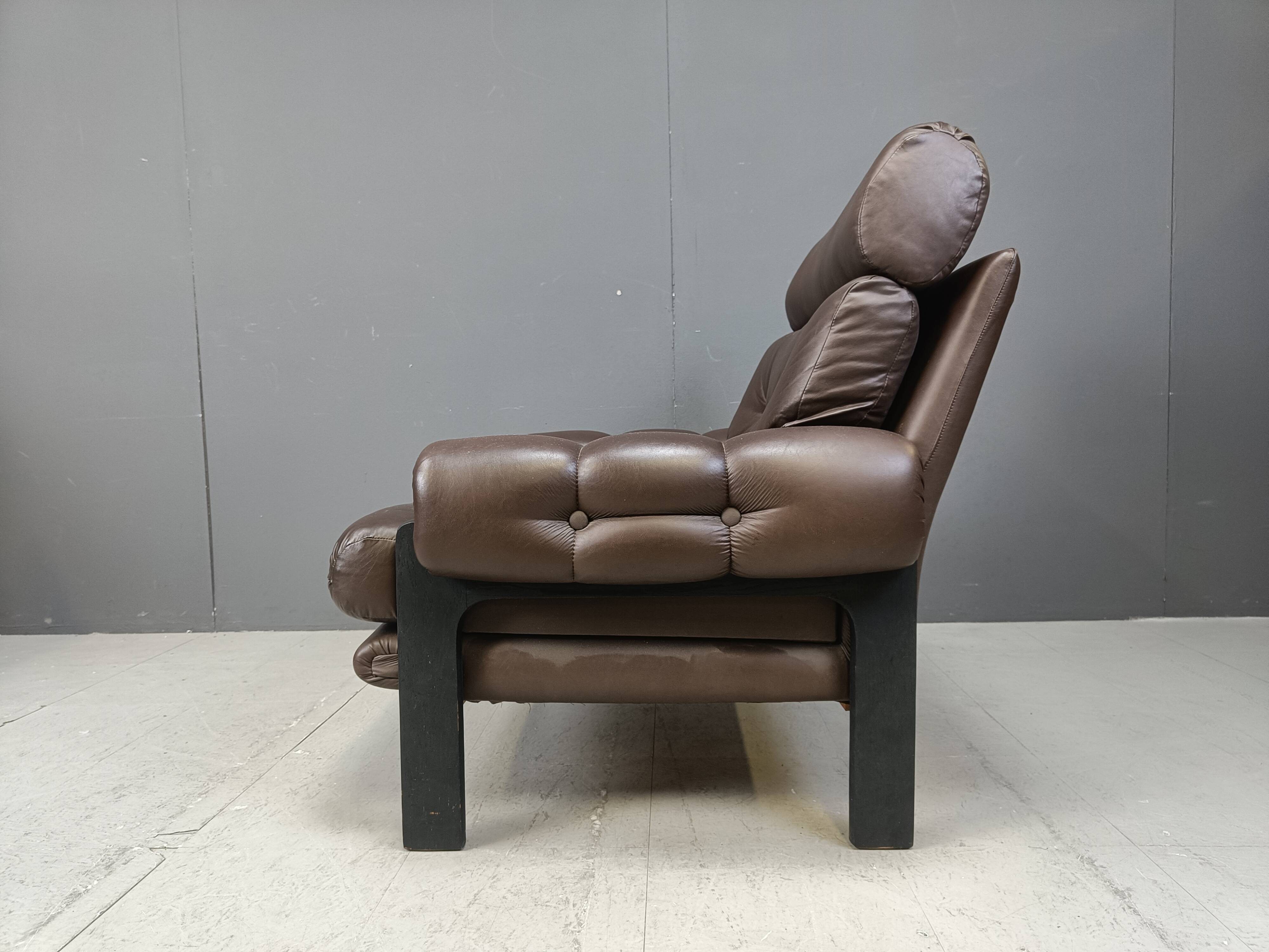 Pair of leather armchairs made in Denmark, 1960s