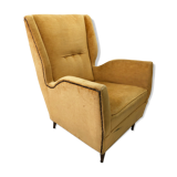 Vintage yellow wingback armchair 1950s mid-century modernist