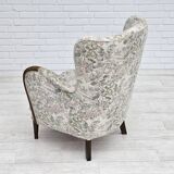 Fauteuil danois années 1955-60 en tissu fleuri multicolore