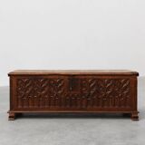 Rare Large Gothic 16th century carved solid oak chest, France