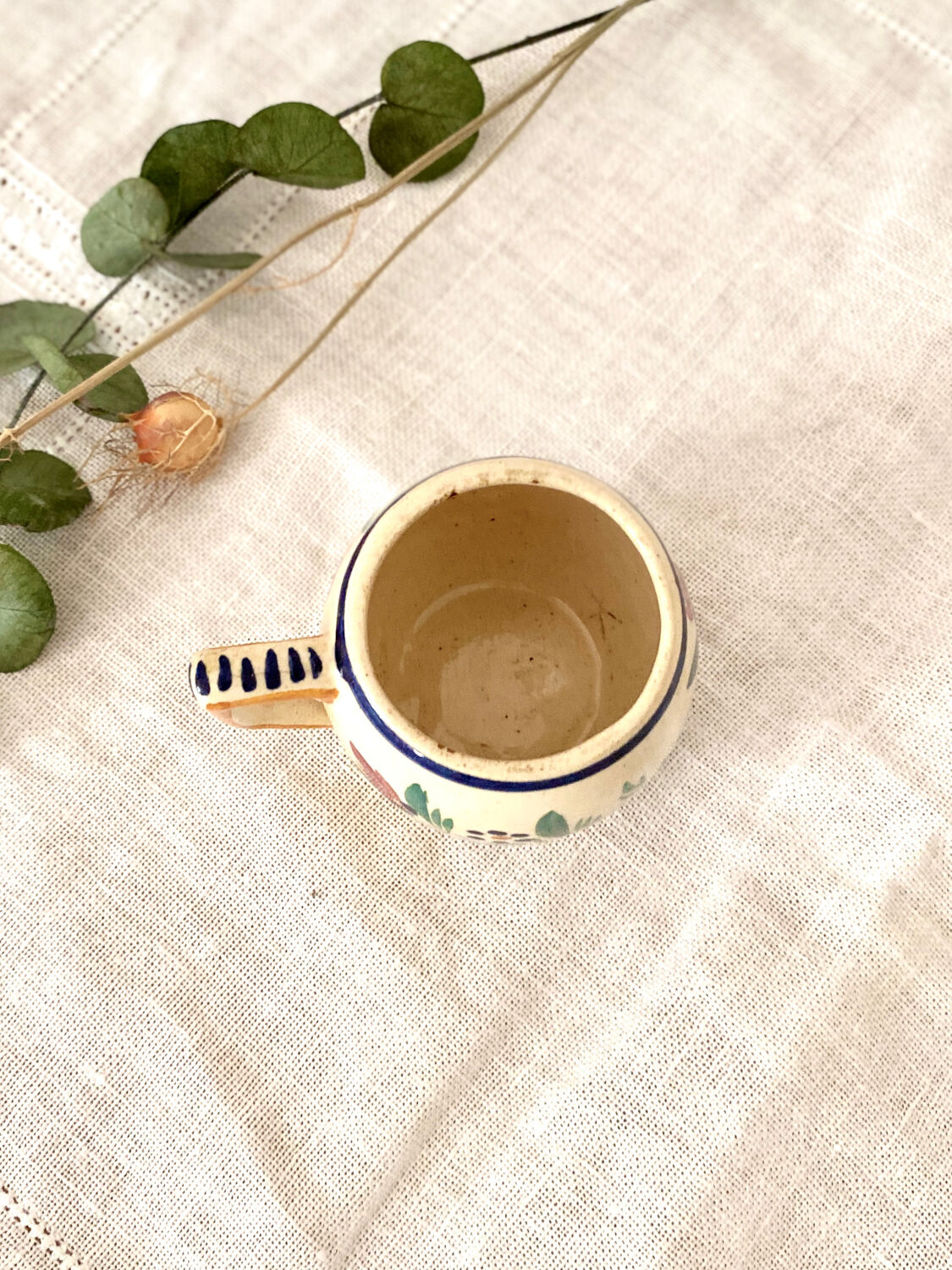 Quimper HB earthenware coffee cup