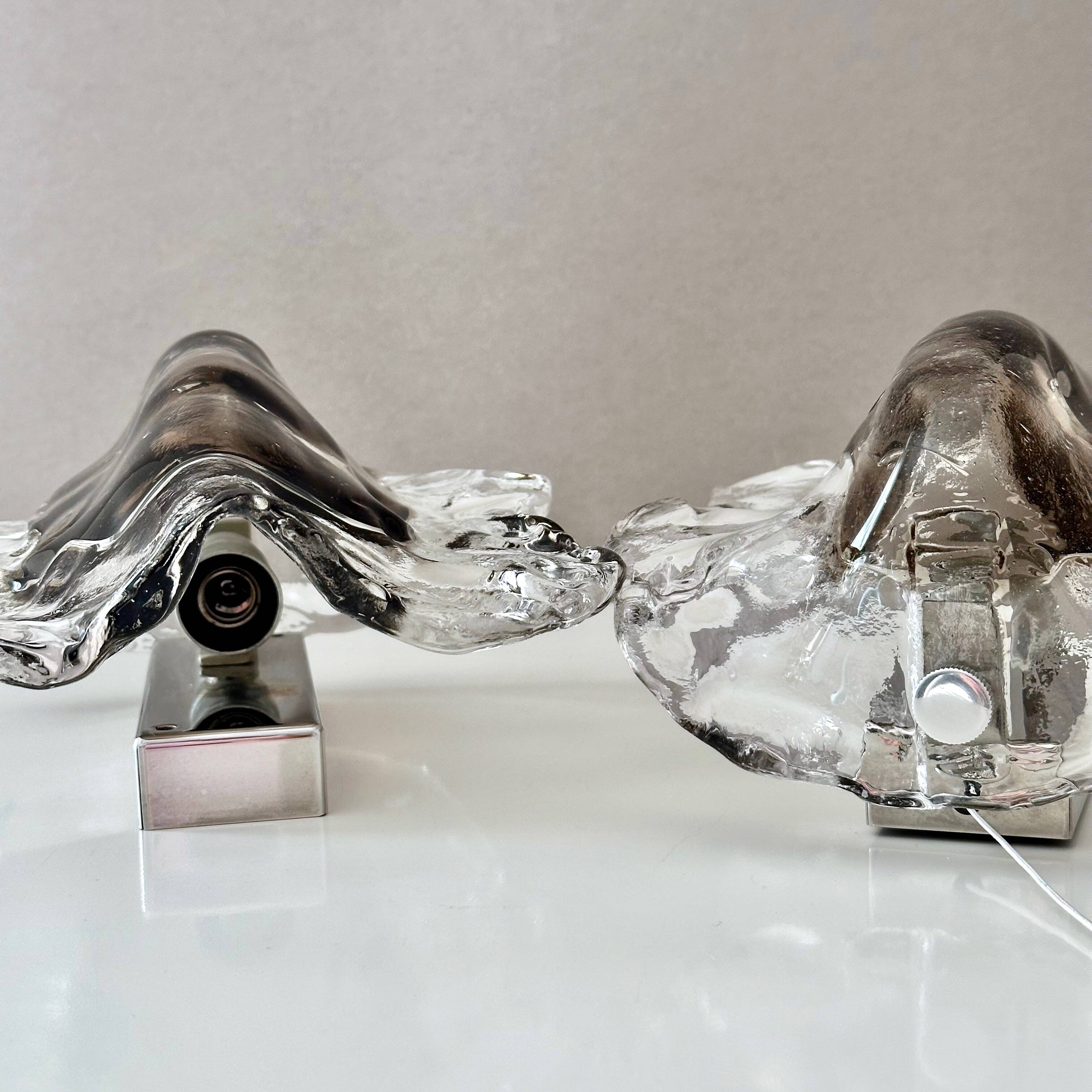 Ice Glass Wall Lights by J.T. Kalmar – Vintage Wall Lamps from the 1960s