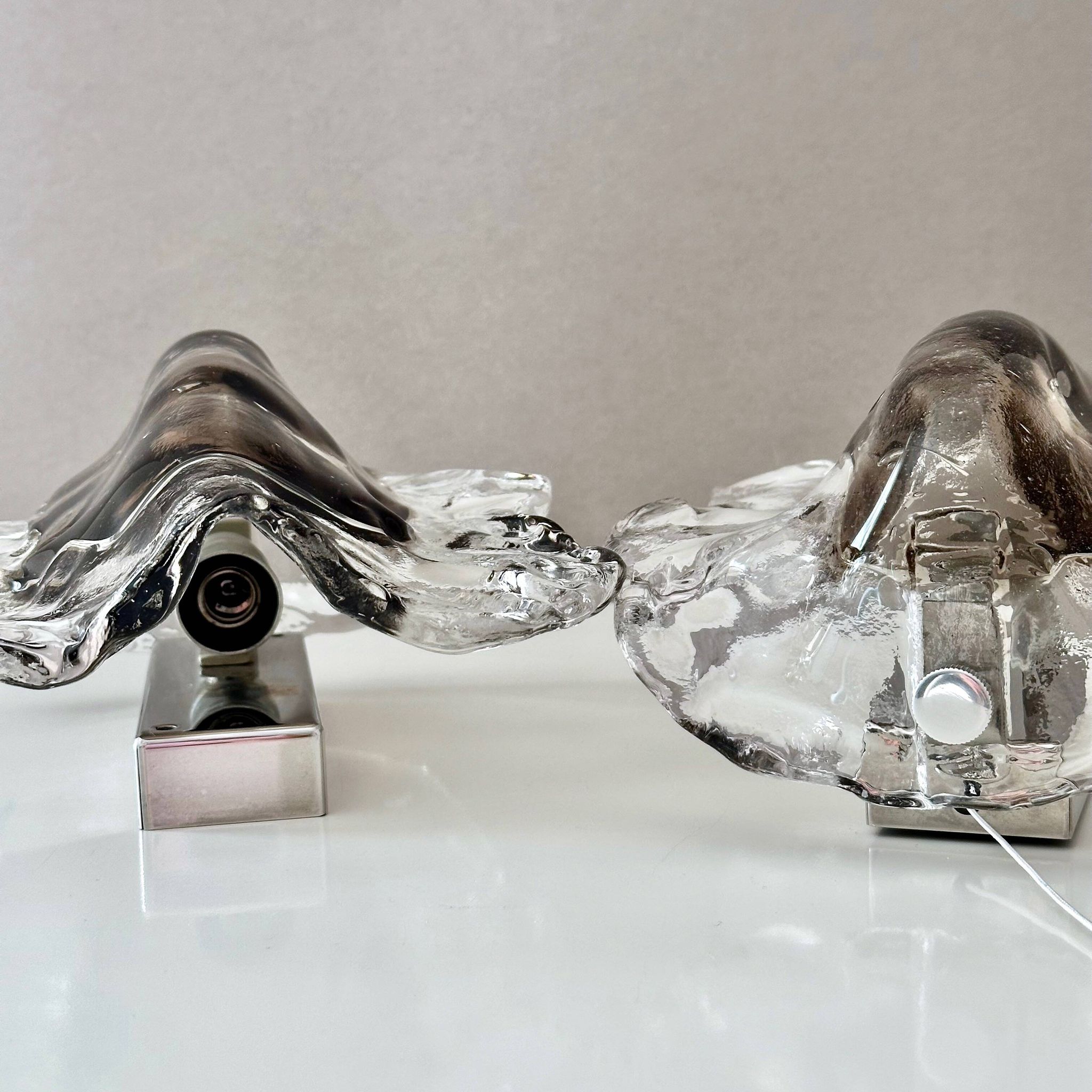 Ice Glass Wall Lights by J.T. Kalmar – Vintage Wall Lamps from the 1960s