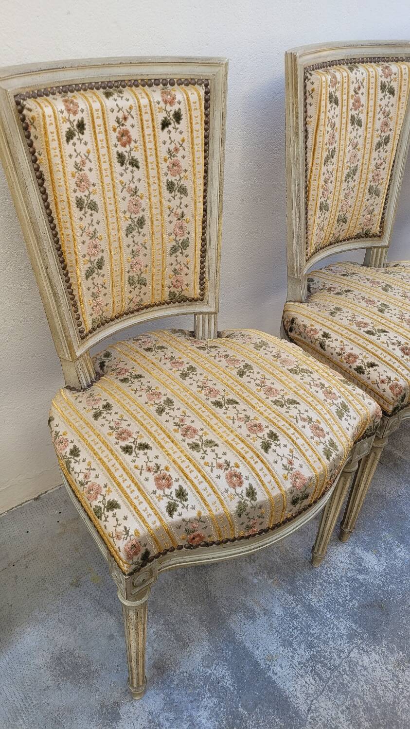 Series of 4 old Louis XVI style chairs