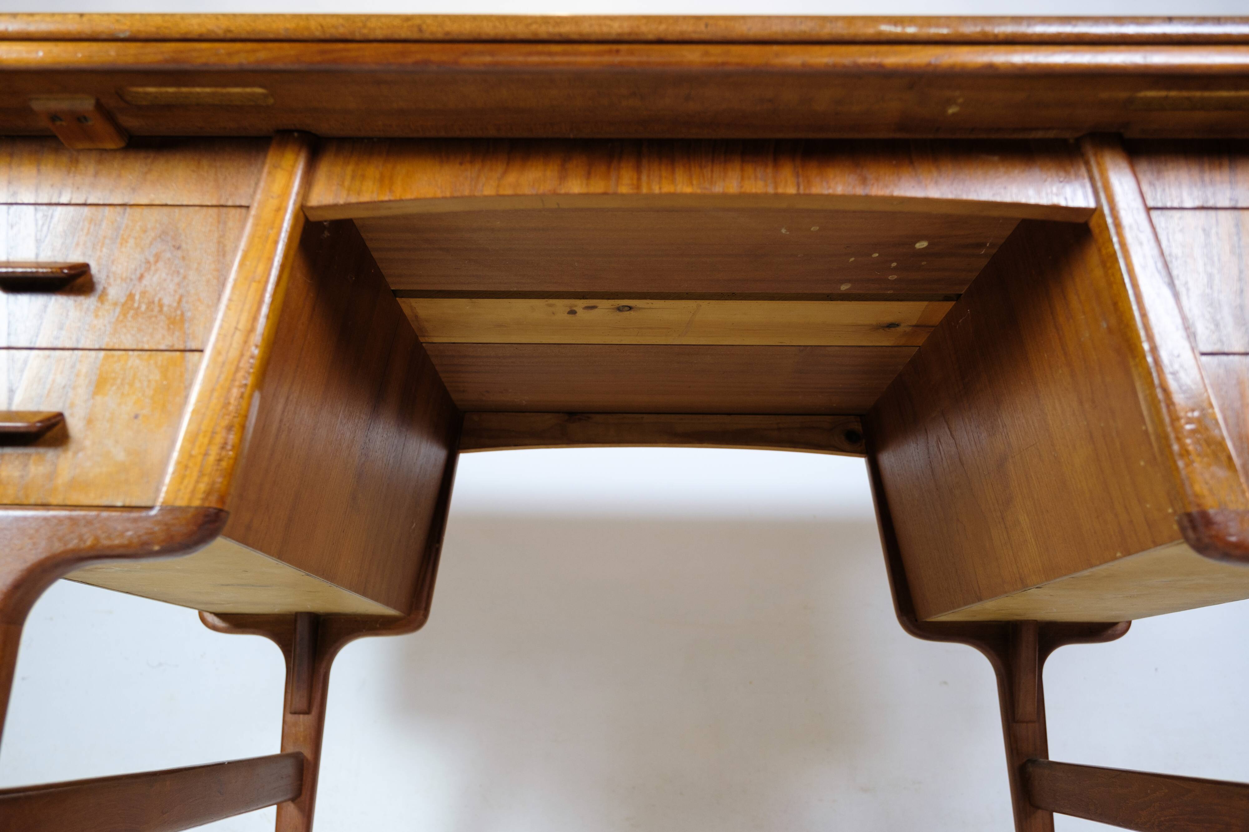 Desk Made In Teak Wood, Unique Design, Finnish From 1960s