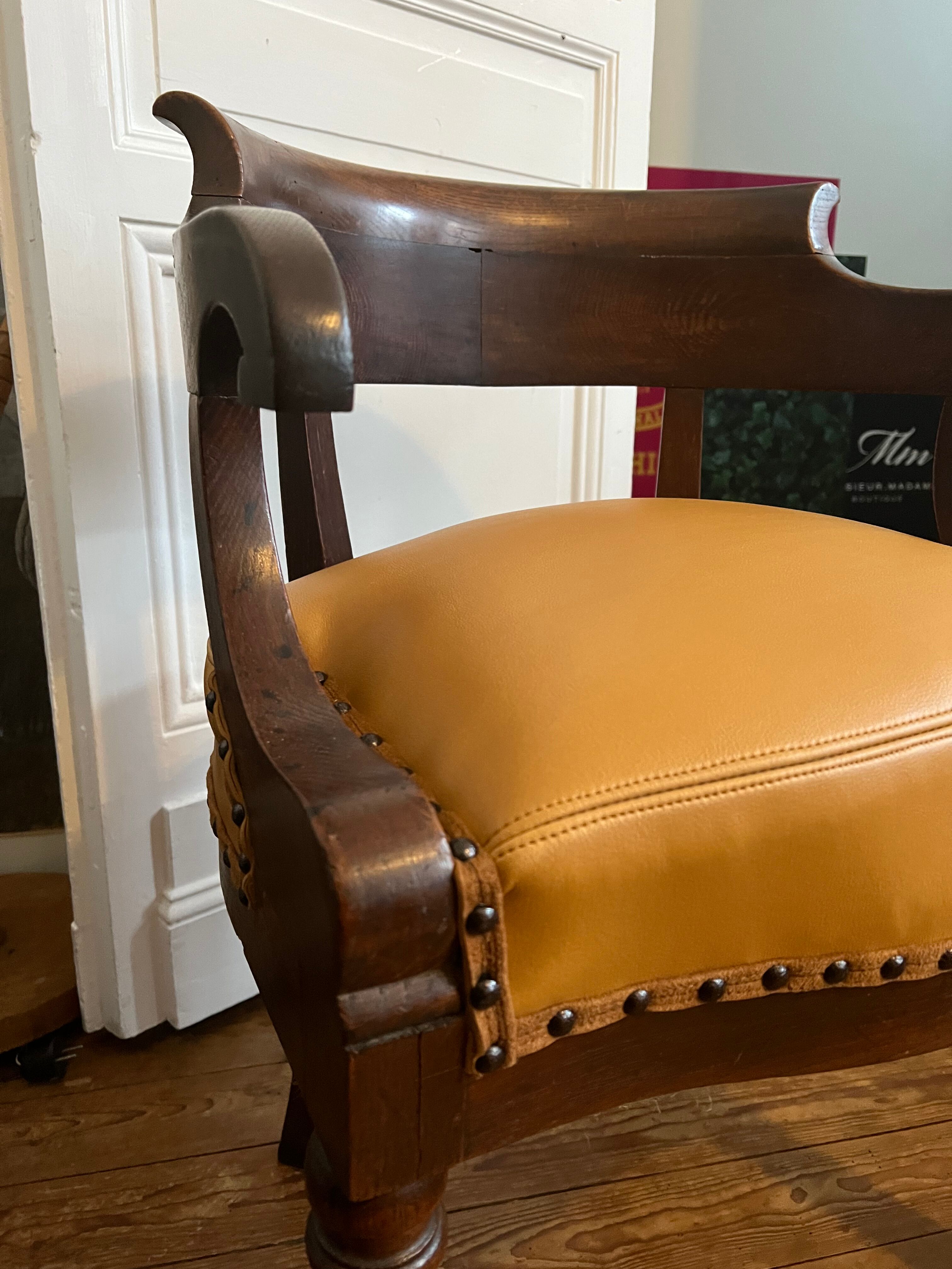 Fauteuil de bureau en chêne XIXeme siècle
