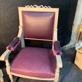 Pair of grey Louis XVI-style armchairs with inverted tapestry.