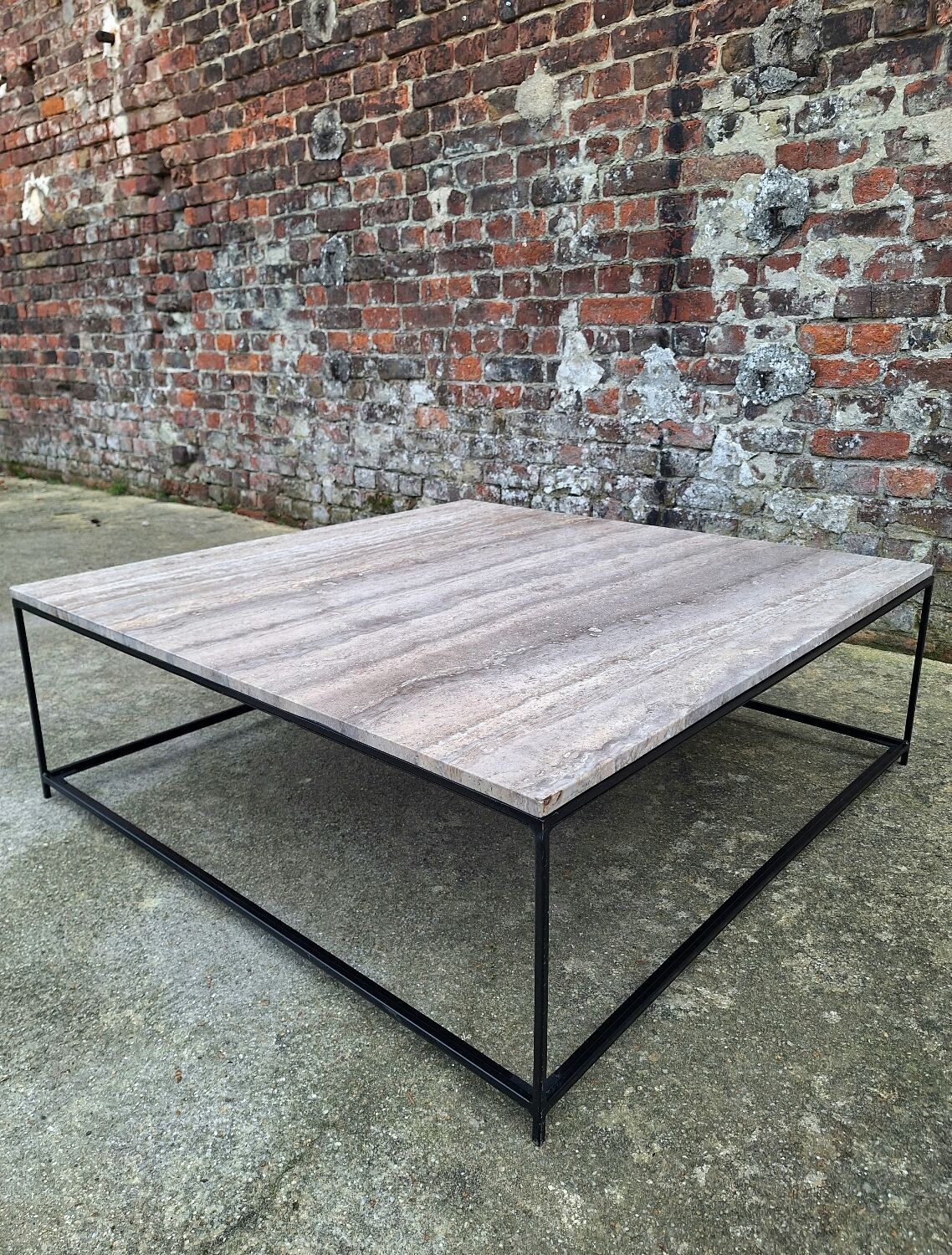 Mahaut coffee table with grey travertine top AMPM, large designer piece.