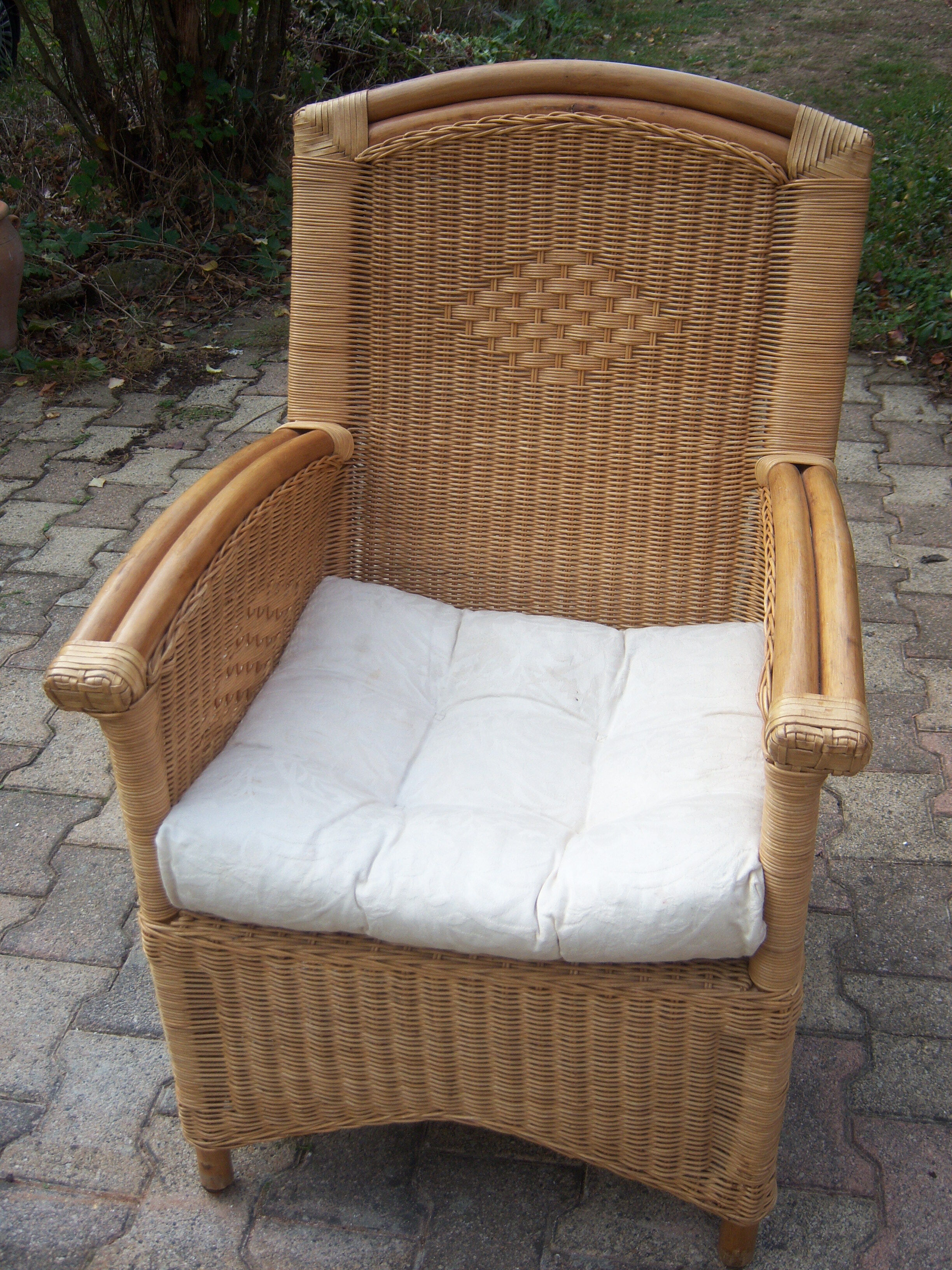 Wicker and bamboo armchair
