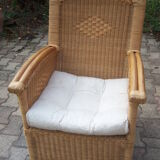 Wicker and bamboo armchair