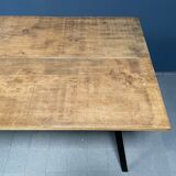 Handmade industrial oak dining table with black metal legs