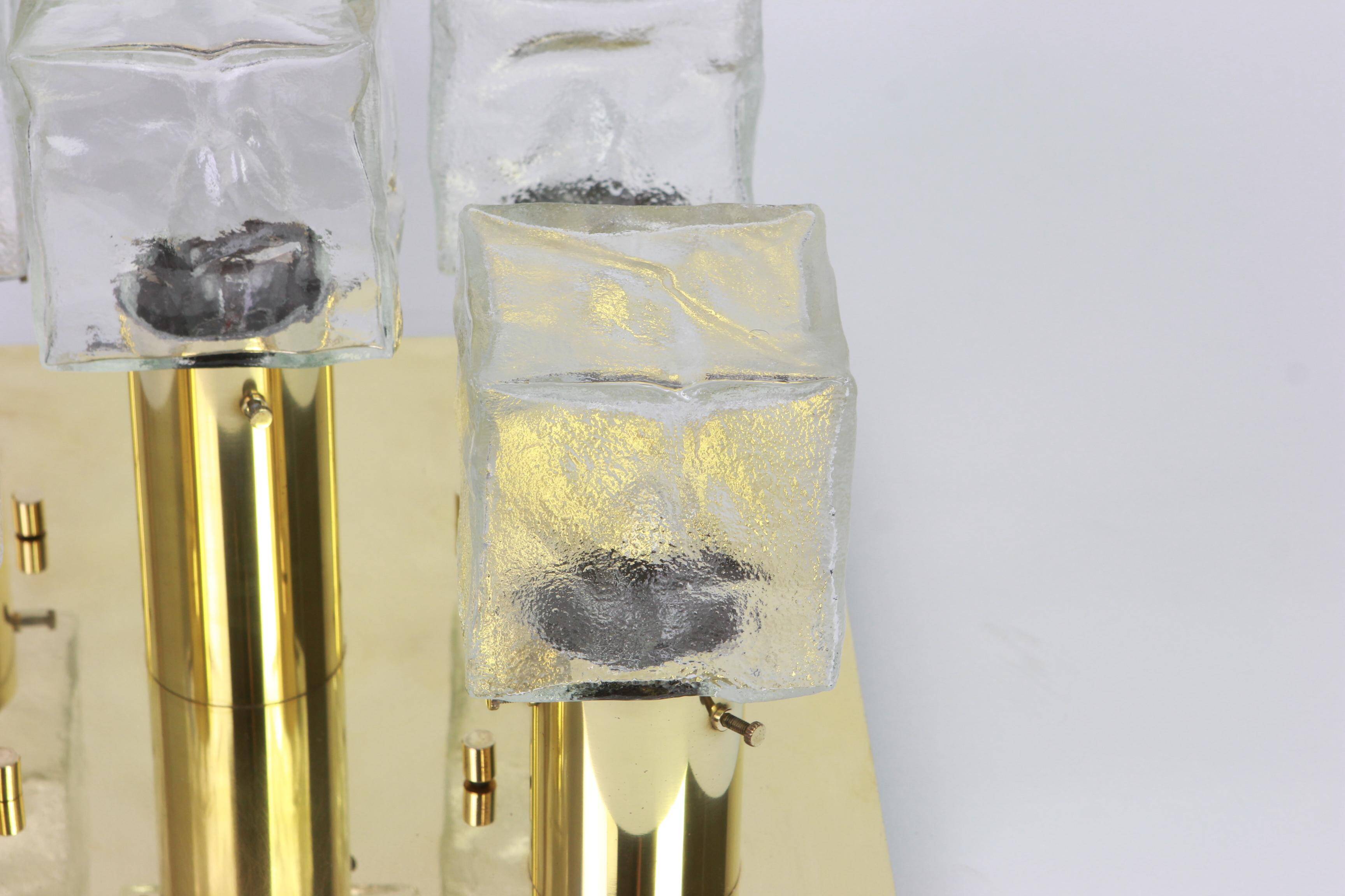 Large Murano Ice glass ceiling light by Kalmar, Austria, 1960s.