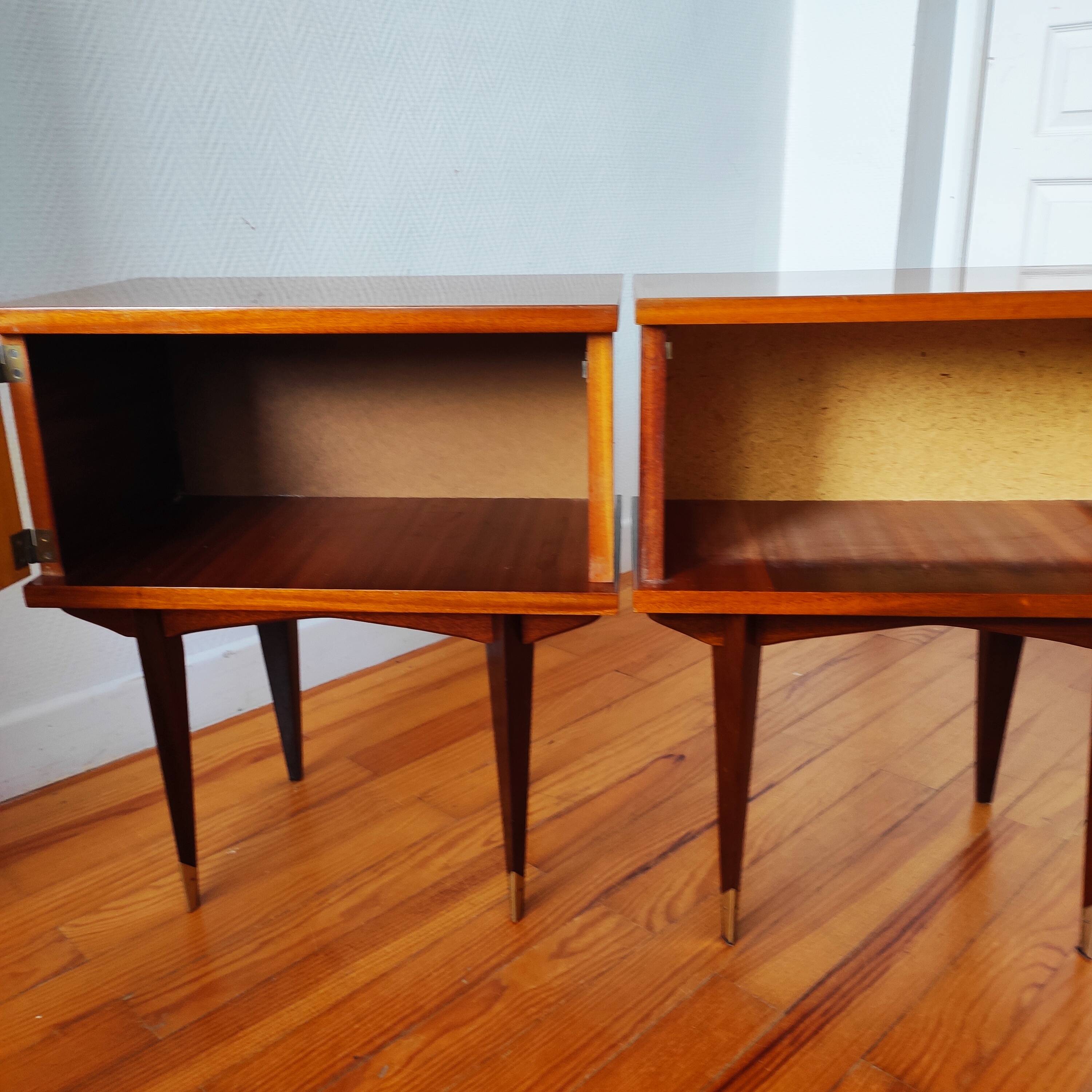 Pair of vintage Scandinavian design bedside tables from the 50s-60s.