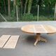 Table à manger ronde pied central extensible décapée en bois massif 3 rallo