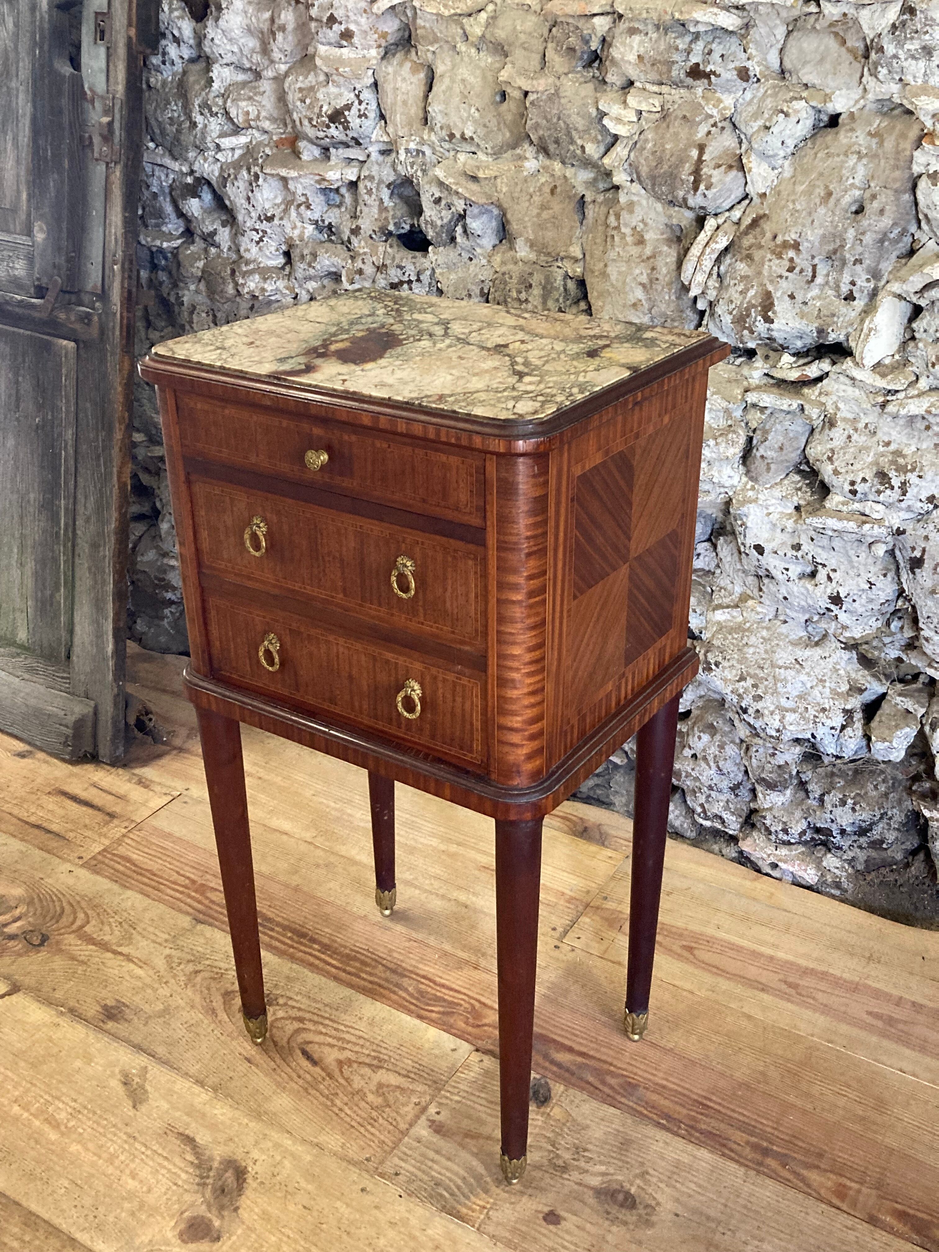 Bedside table Louis XVI marquetry