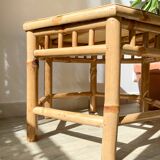 3 Vintage Bamboo Hexagonal Nesting Coffee Tables, 1970s