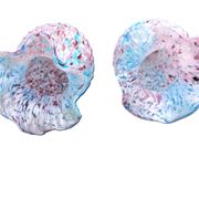 2 anciens vases en verre jaspé, dits style Clichy