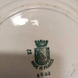 Set of 2 Sarreguemines 4003 plates with green arabesques and flowers