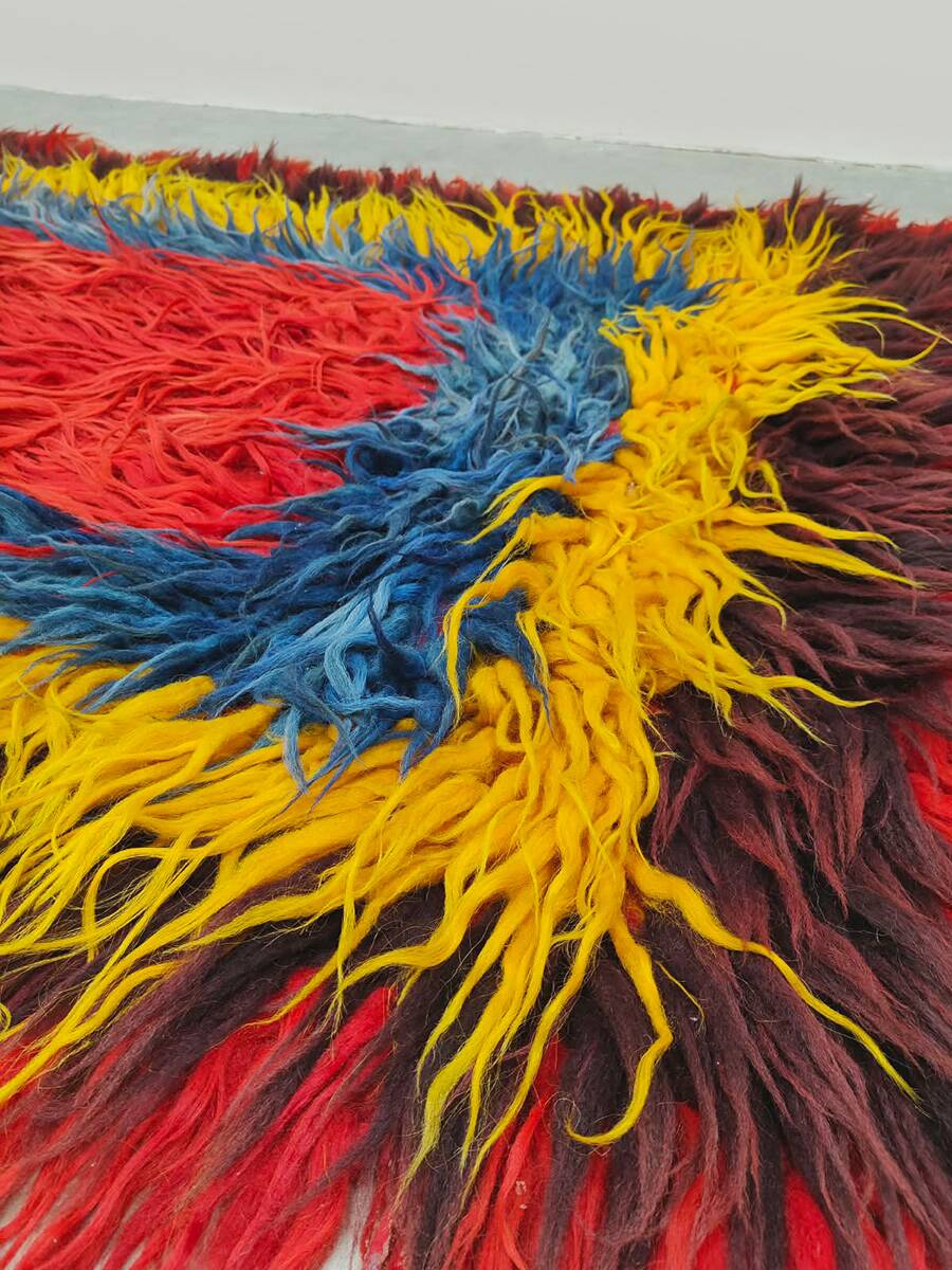 Tapis turc Tulu vintage 'Couleurs géométriques'