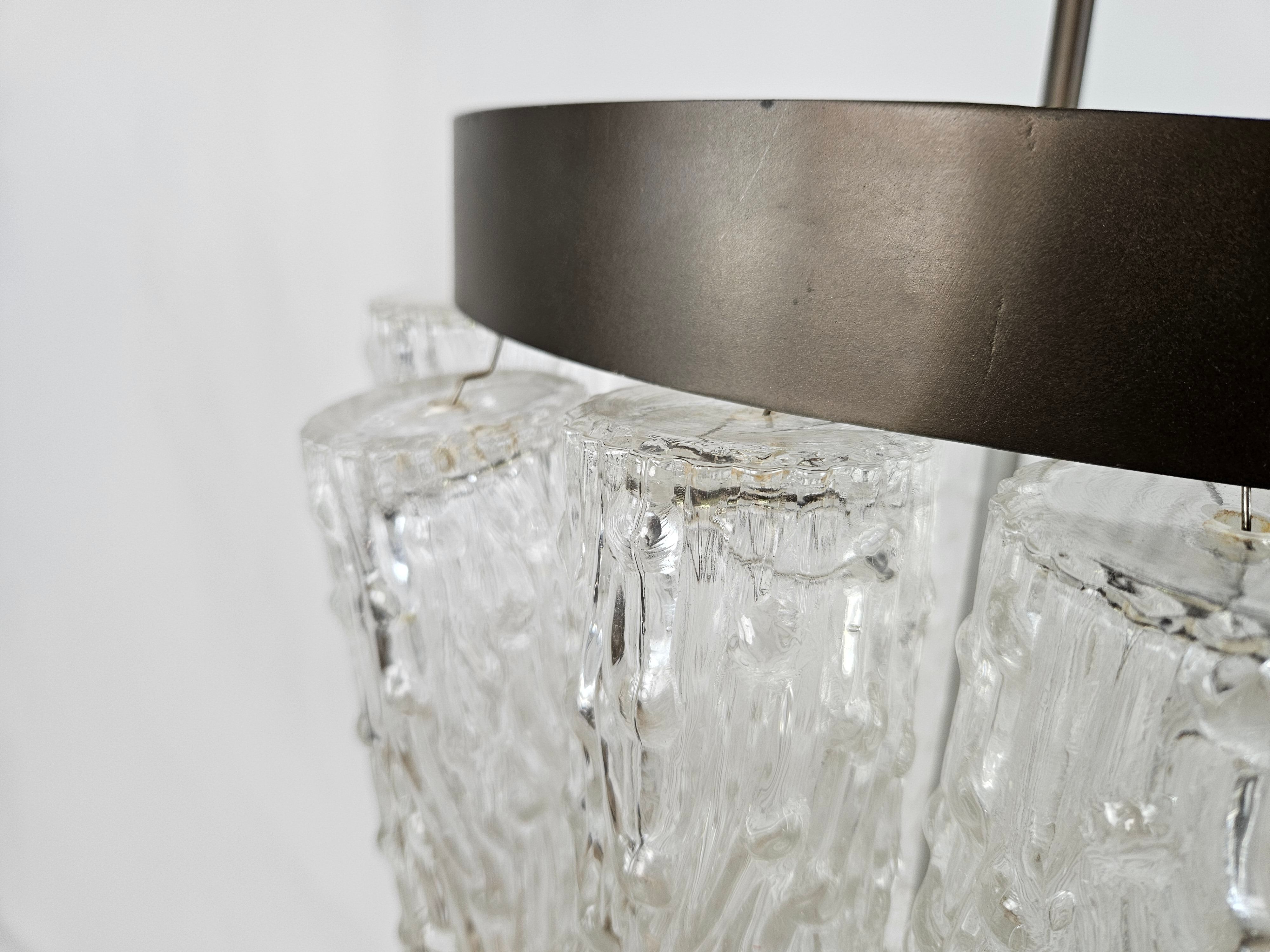 Murano glass chandelier with 14 tubular pendants