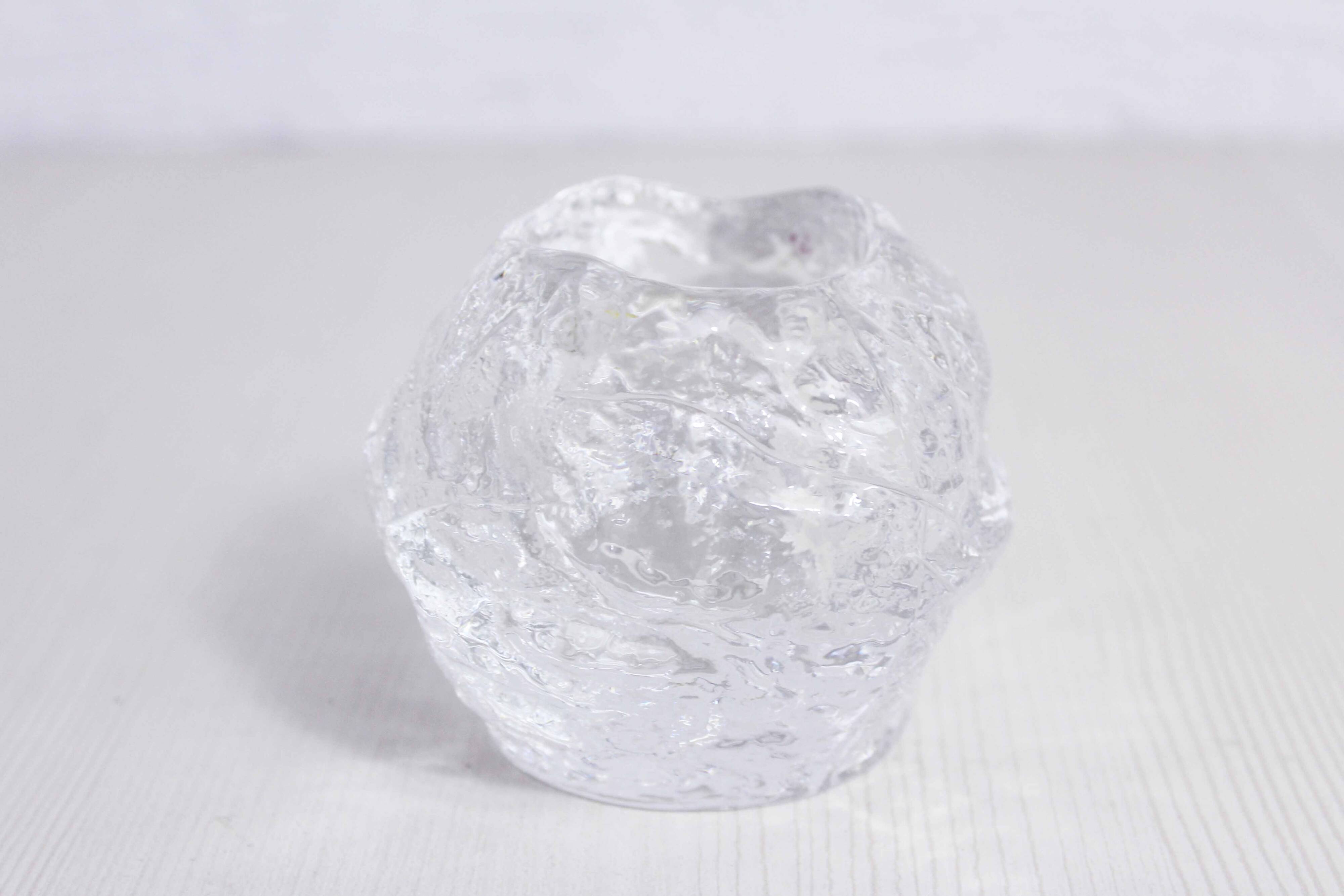 Glass "snowball" tealight candle holder