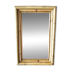 Miroir vintage en bambou - naturel