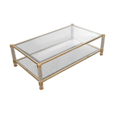 Table basse vintage en lucite metal et verre 1960