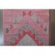 1970s Vintage Turkish Oushak Handmade Wool Cotton Pink Runner Rug 74x275