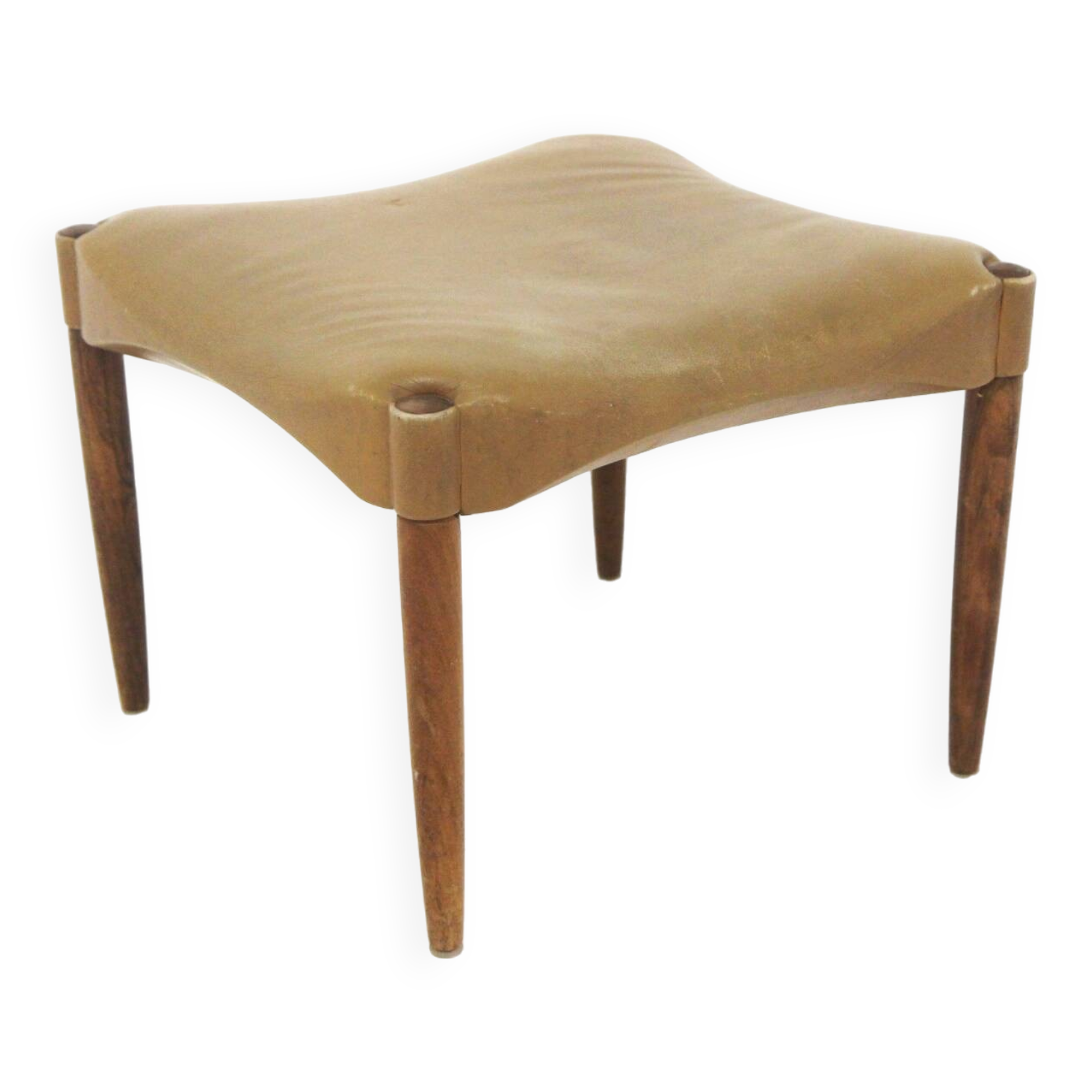 Scandinavian leather footstool, Denmark, 1960s