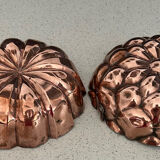 Set of 2 tinned copper cake molds
